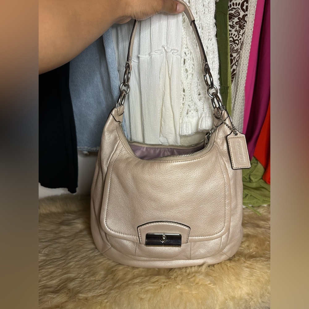 Coach Champagne Color Leather Shoulder Bag